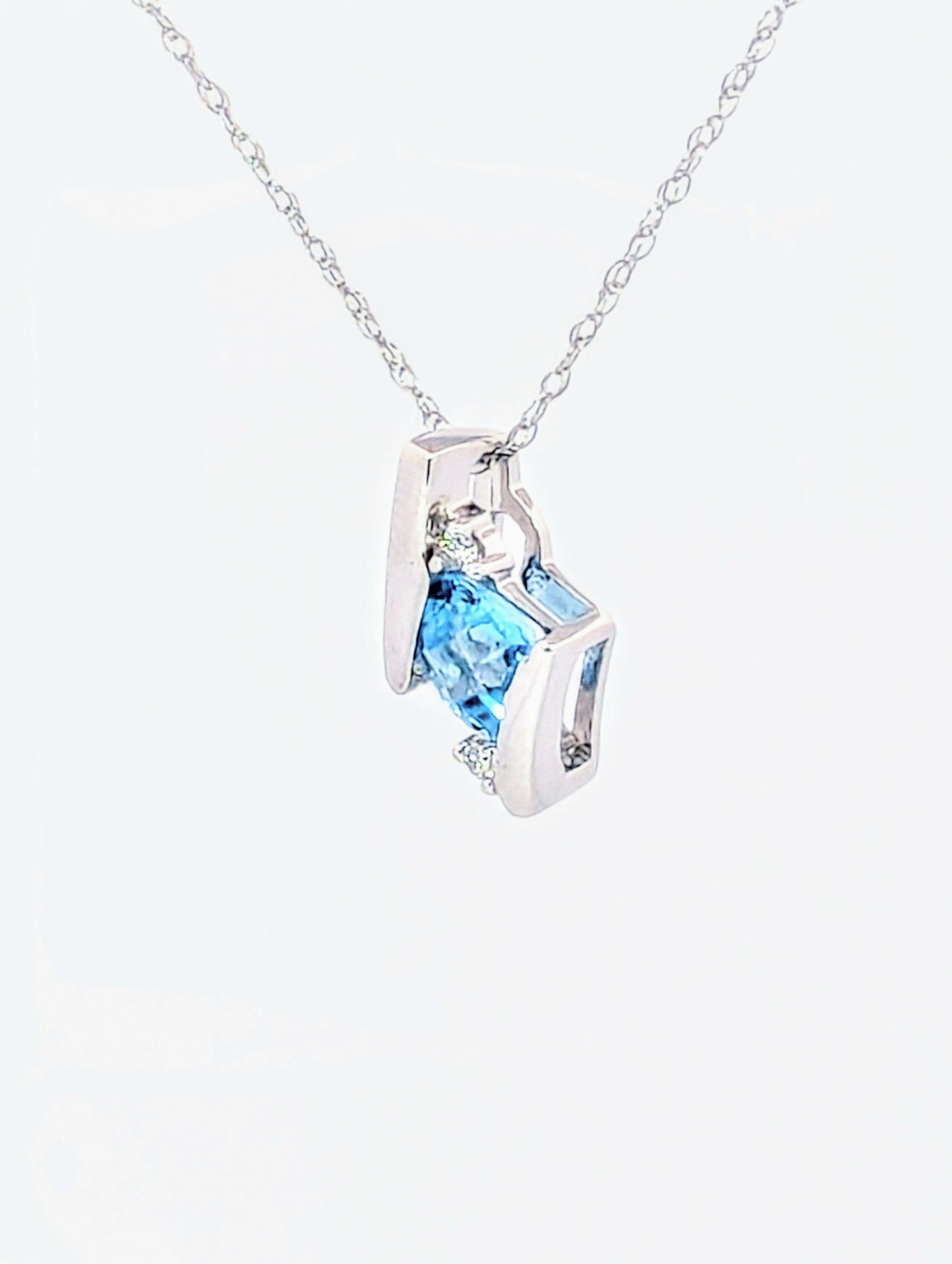 Topaz & Diamond White Gold Necklace