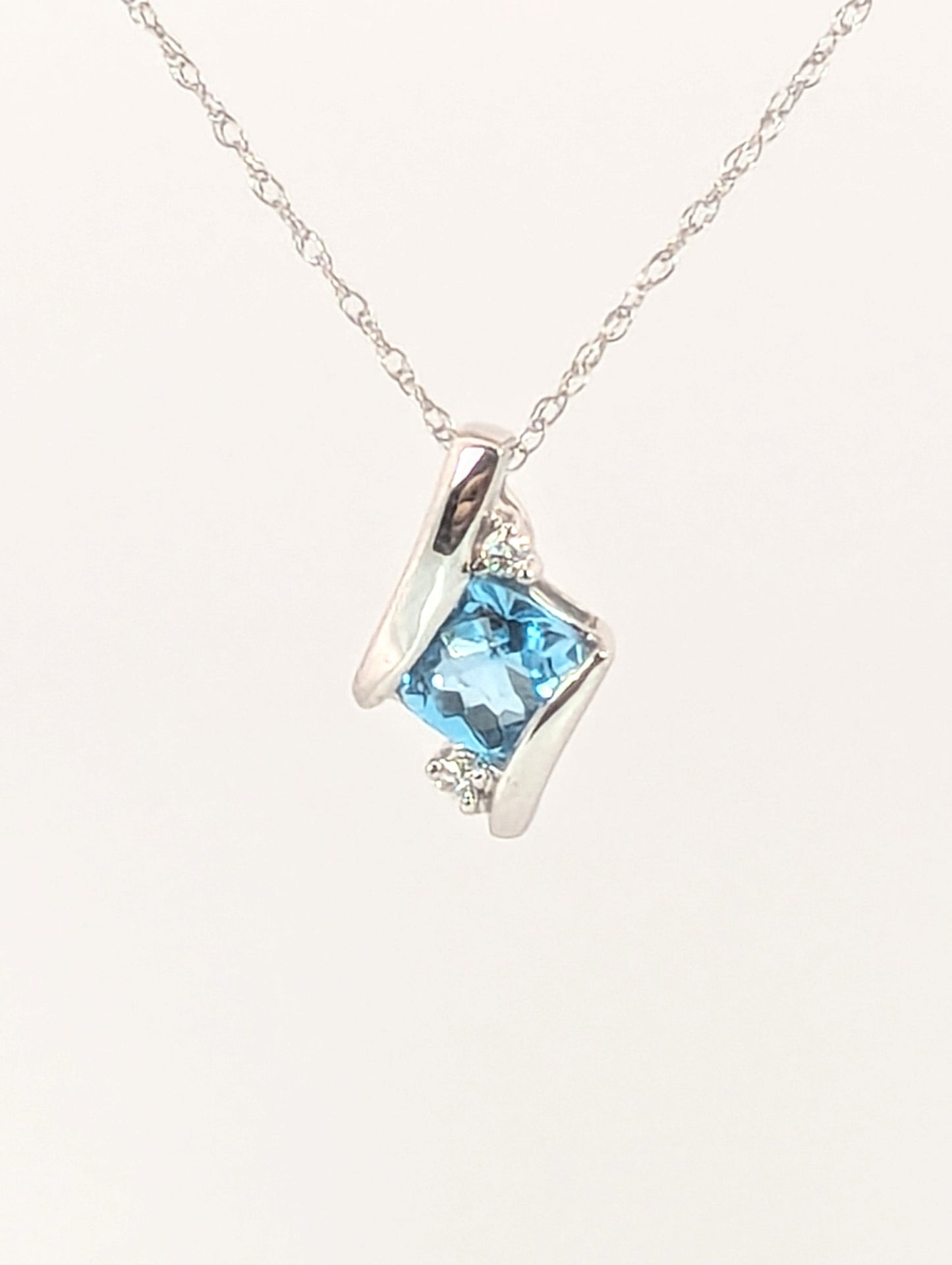 Topaz & Diamond White Gold Necklace