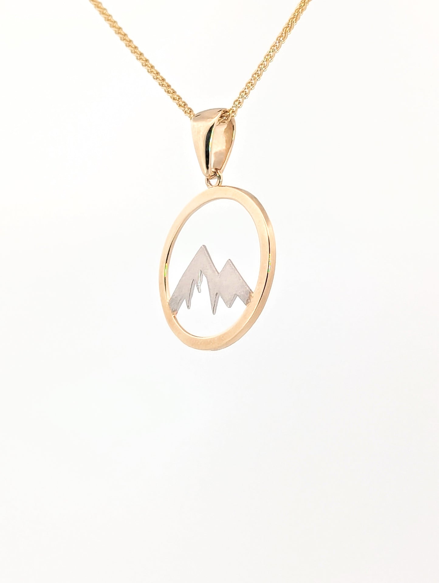 Large Mountain Circle Gold Pendant