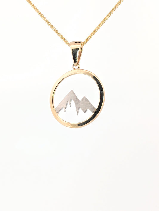 Large Mountain Circle Gold Pendant