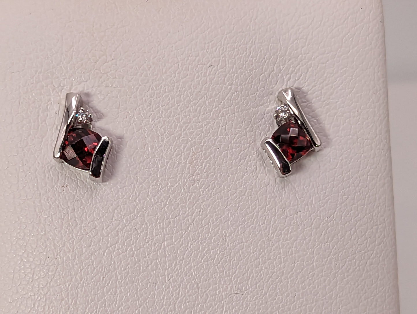 Garnet & Diamond Gold Earrings