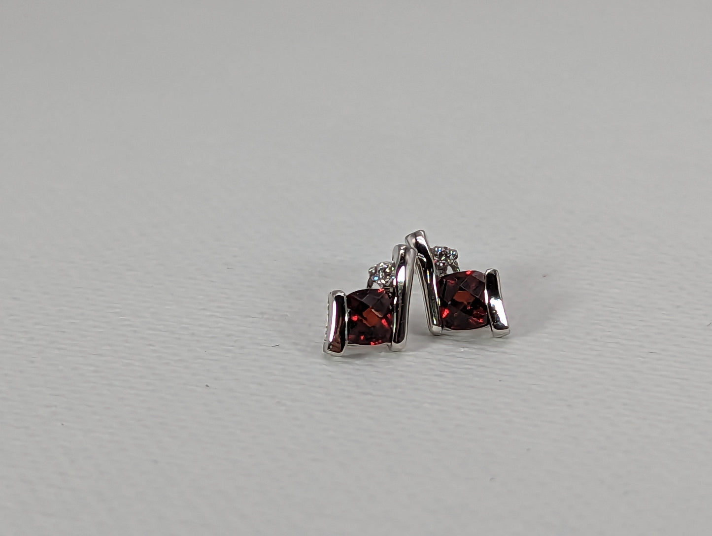 Garnet & Diamond Gold Earrings