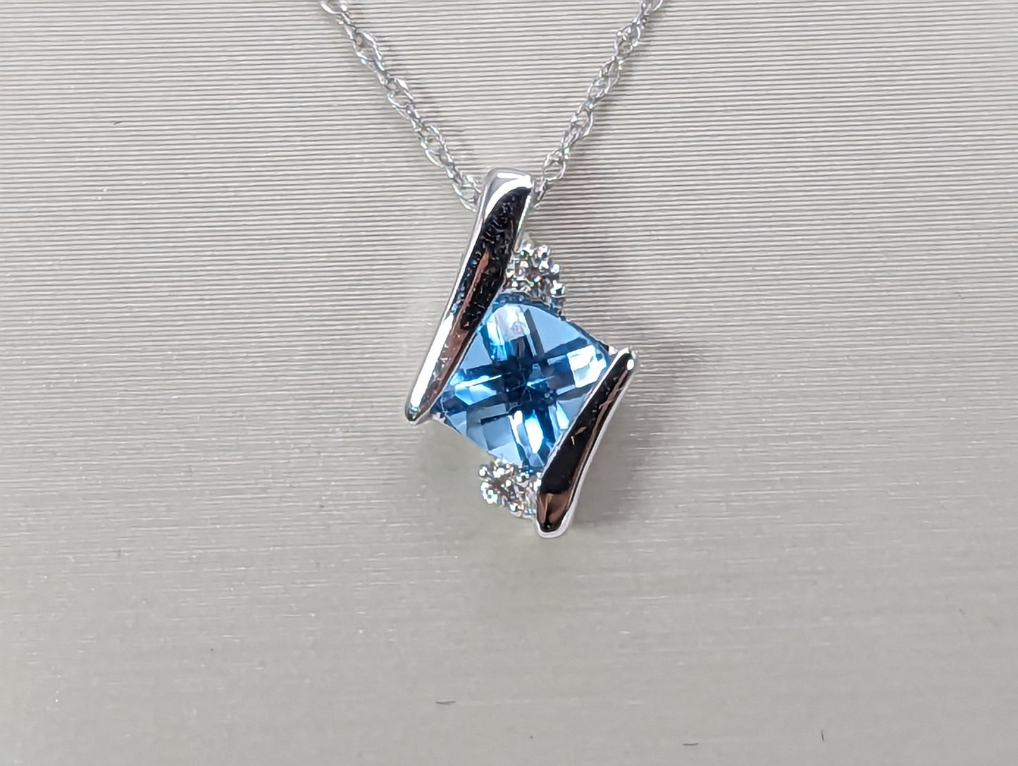 Topaz & Diamond White Gold Necklace