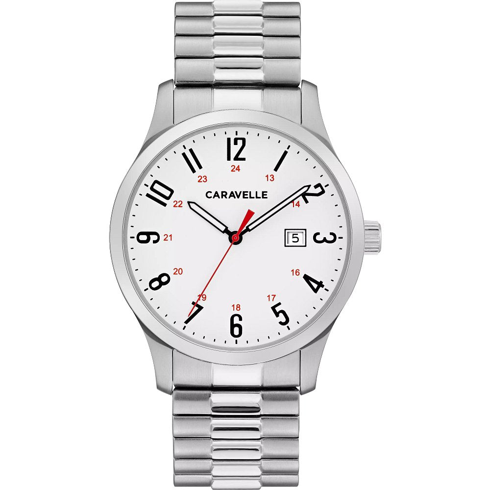 Caravelle 24-hour Mens Stainless Steel