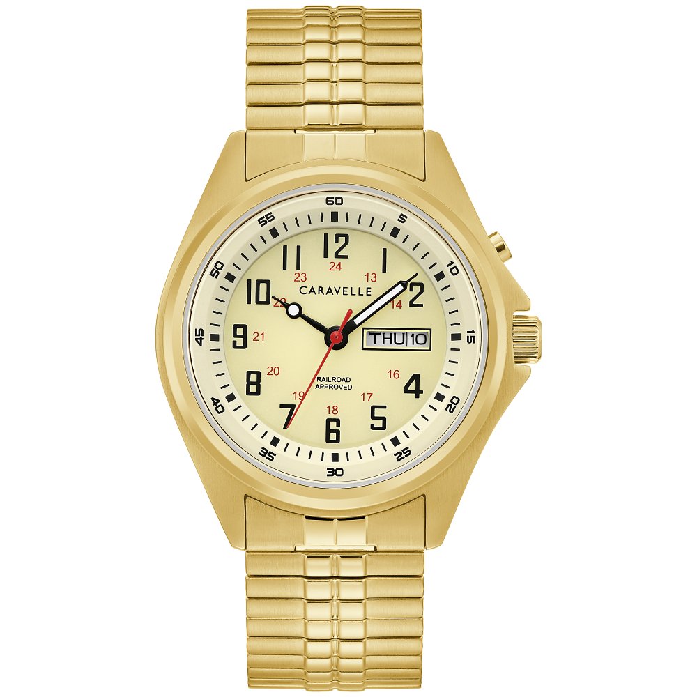 Caravelle Traditional 24-hour Mens Stainless Steel
