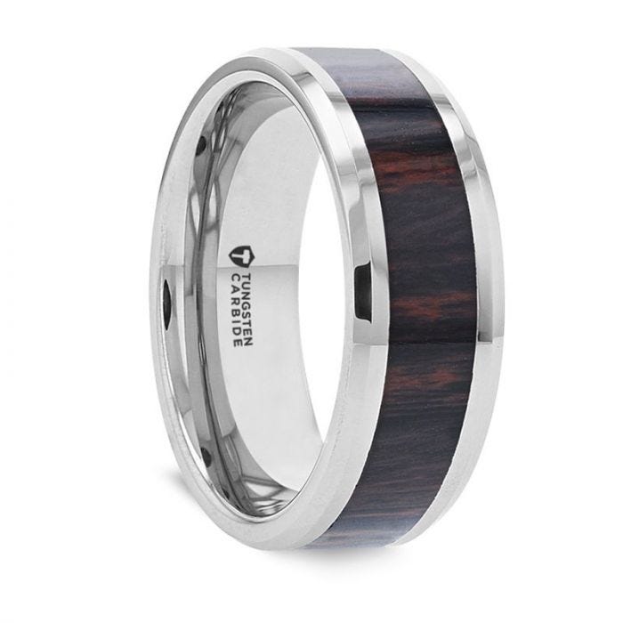 AZTEC Mahogany Inlaid Tungsten Carbide Ring