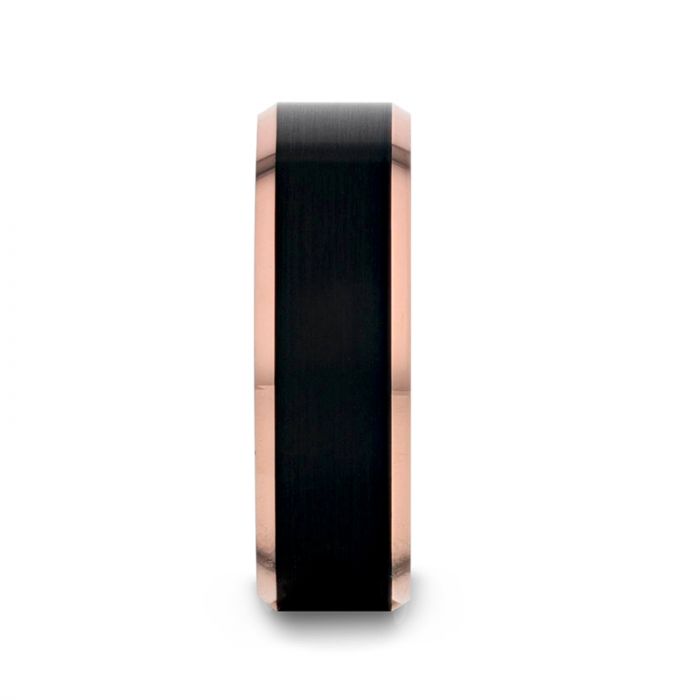 HAYDEN Rose Gold Plated Tungsten Polished Beveled Ring