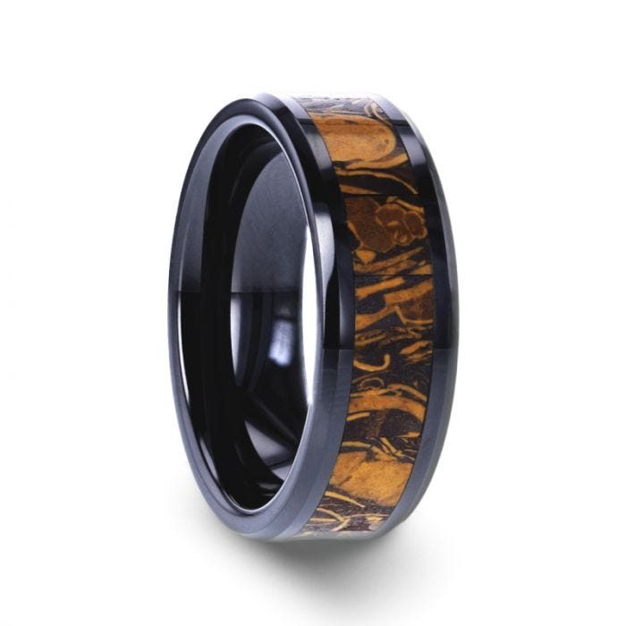 SAHARA Mens Black Ceramic Wedding Ring