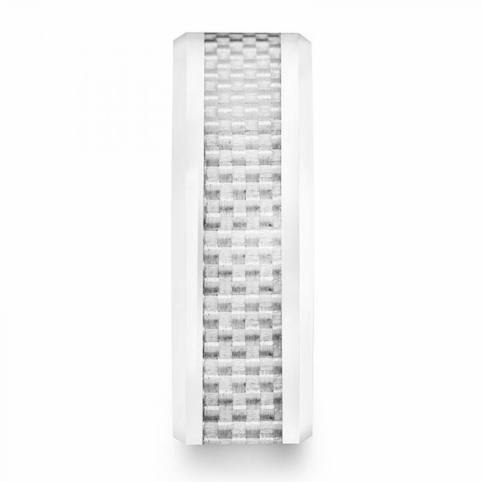 KENYON Beveled Polished White Ceramic Wedding Band