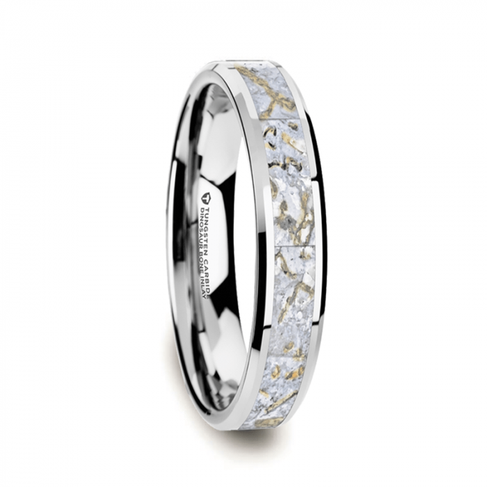 MESOZOIC Menâs Tungsten Flat Beveled Wedding Ring