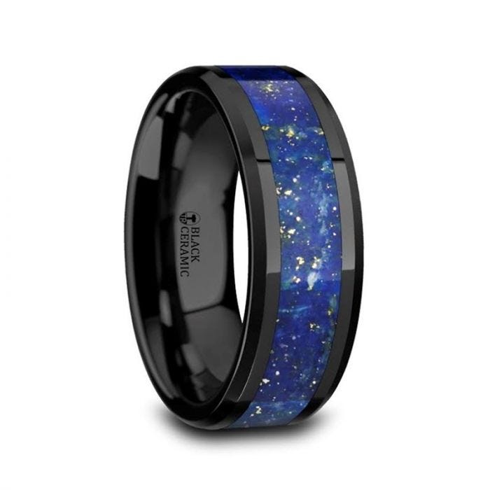 MARLOW Menâs Polished Black Ceramic Wedding Band