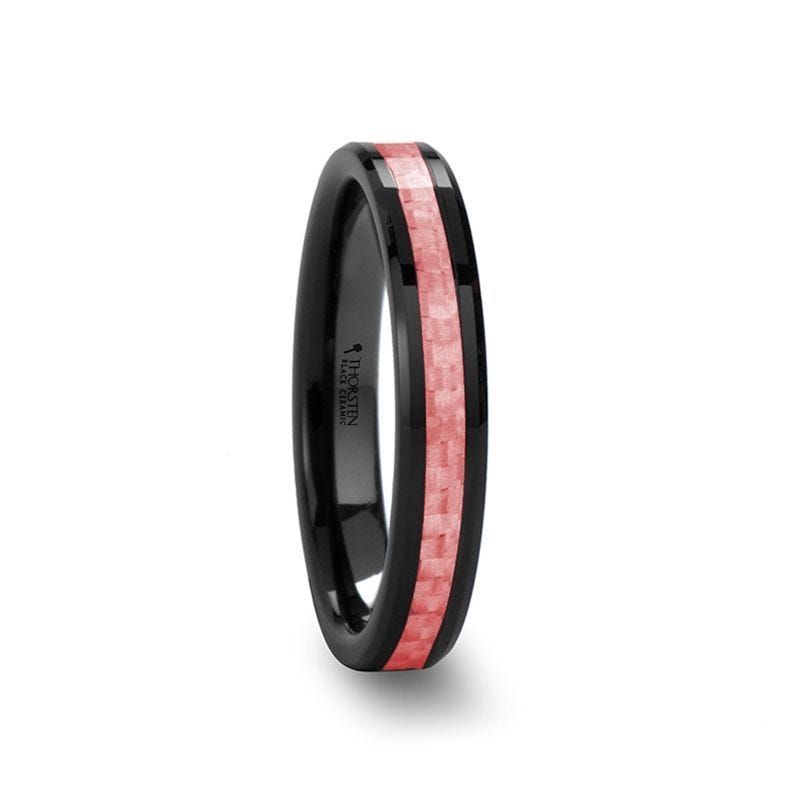ROSA Women's Beveled Black Ceramic Ring