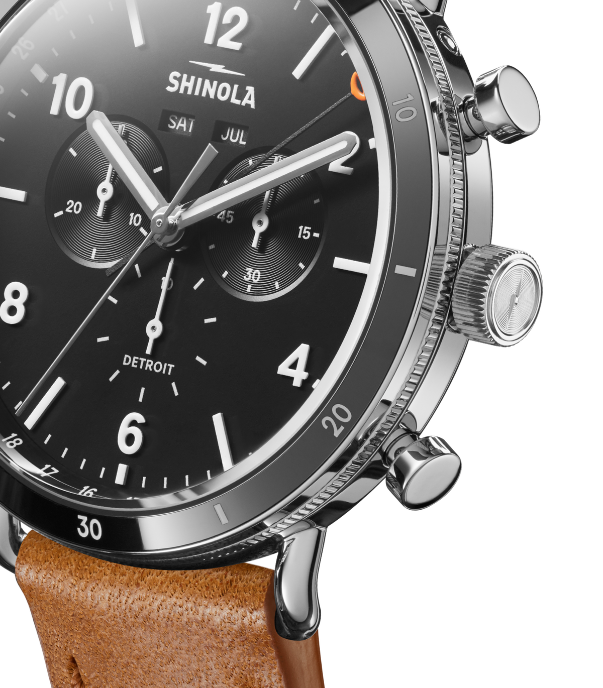 Shinola Canfield Sport Black chronograph detail