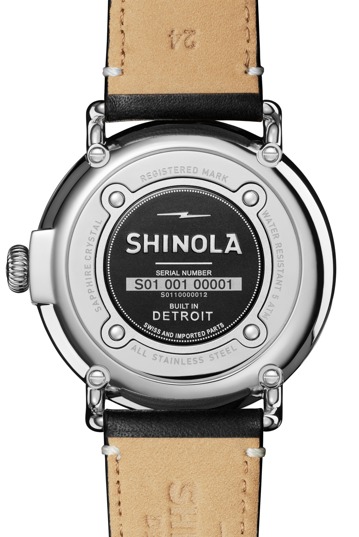 Shinola Runwell 47mm Black watch detail