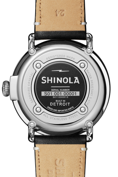 Shinola Runwell 47mm Black watch detail