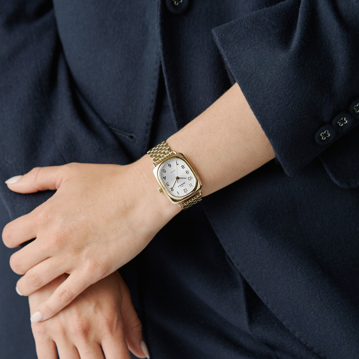 Shinola Bixby Light Silver watch on the wrist