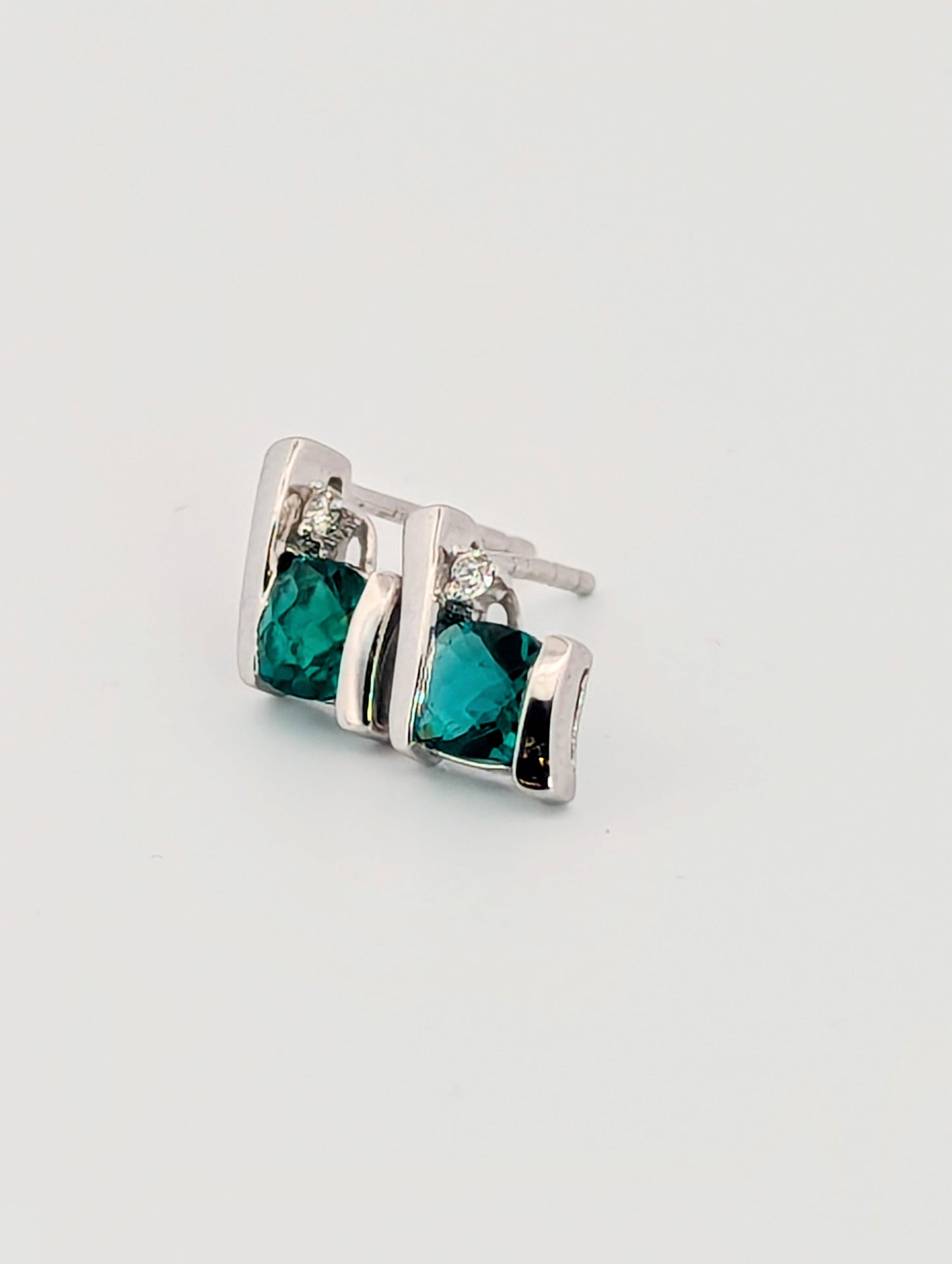 Emerald and Diamond Free Form Earrings