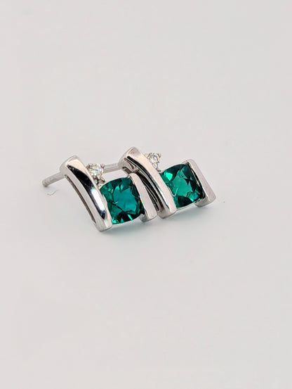 Emerald and Diamond Free Form Earrings