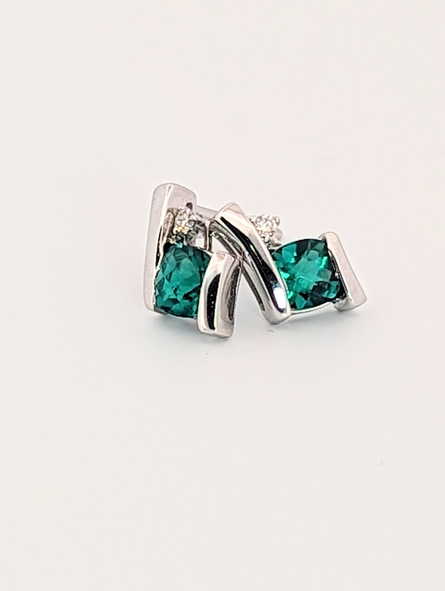 Emerald and Diamond Free Form Earrings