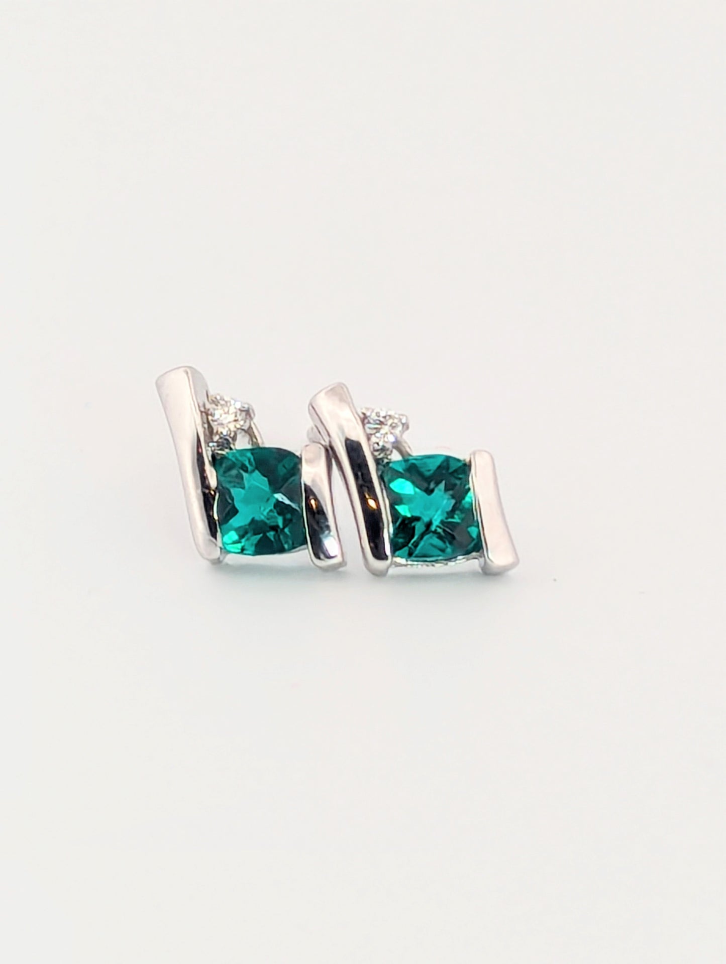 Emerald and Diamond Free Form Earrings