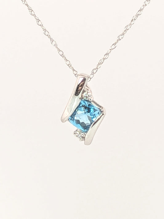 Topaz & Diamond White Gold Necklace