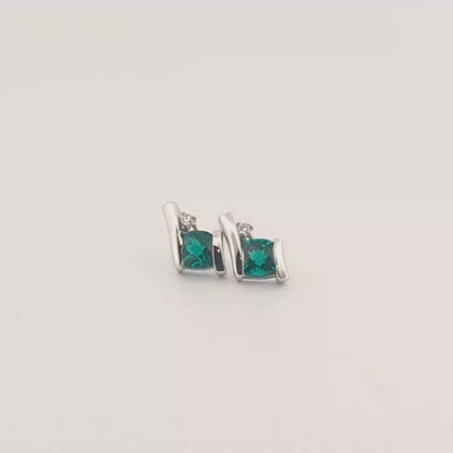 Emerald and Diamond Free Form Earrings