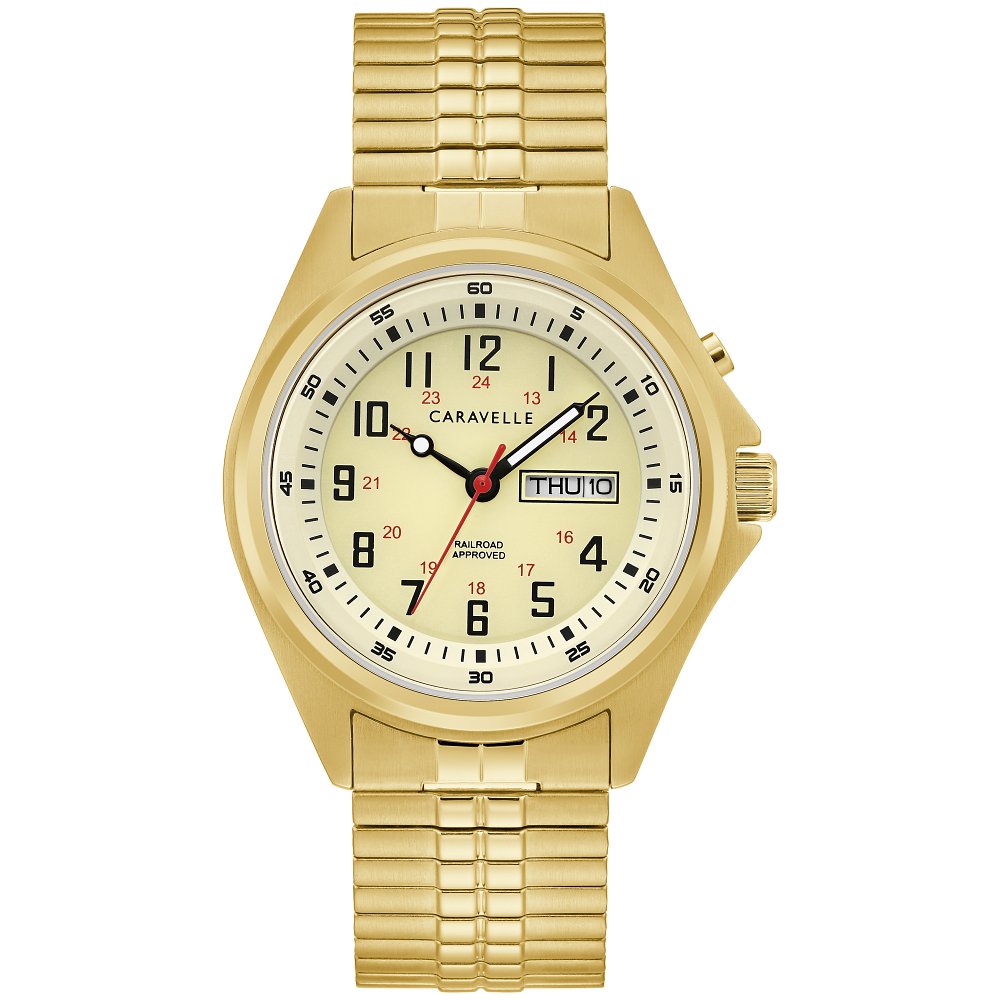 Caravelle  Traditional 24-hour Mens Stainless Steel