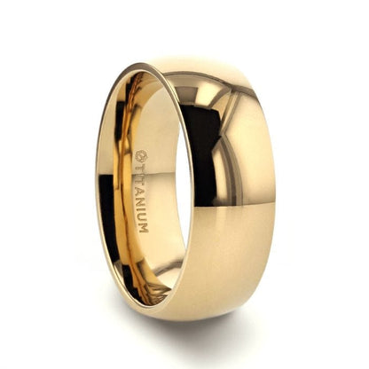 VANNA Traditional Domed Gold Plated Titanium Wedding Ring