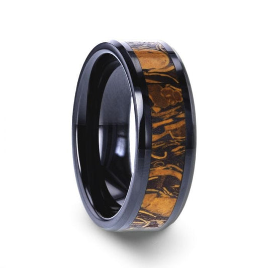 SAHARA Mens Black Ceramic Wedding Ring