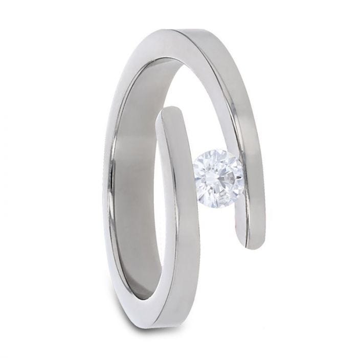 ANNA Tension Set Titanium Diamond Ring
