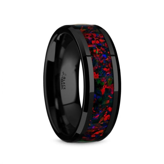 MATRIX Black Ceramic Polished Beveled Edges Menâs Wedding Band