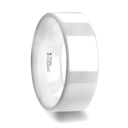 LUCENT Flat Polish Finished White Ceramic Wedding Ring