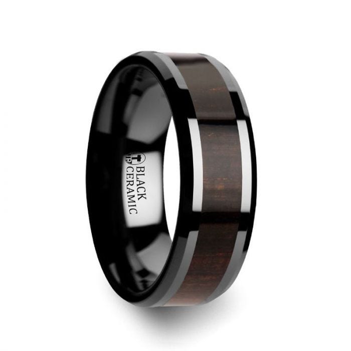 UMBRA Black Ebony Wood Inlaid Black Ceramic Ring
