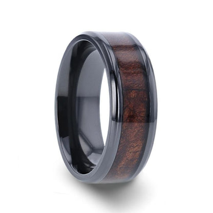 CERISE Redwood Inlaid Black Ceramic Ring