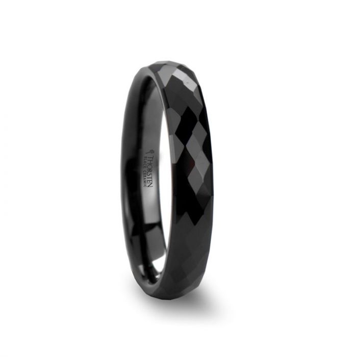 DRACO 288 Diamond Faceted Black Ceramic Ring