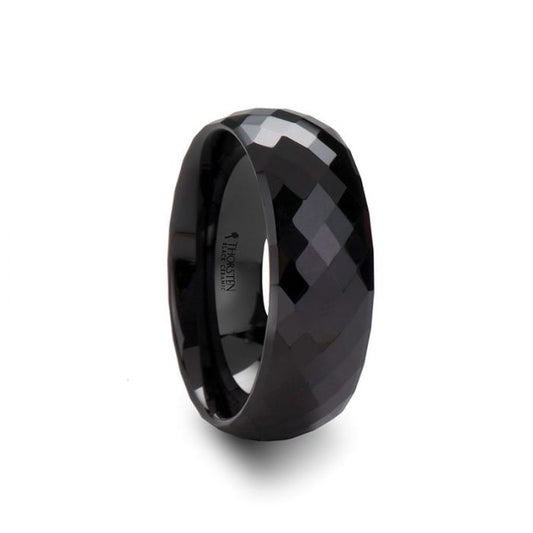 DRACO 288 Diamond Faceted Black Ceramic Ring