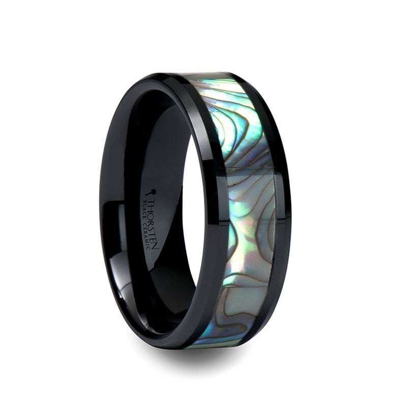OAHU Beveled Black Ceramic Ring